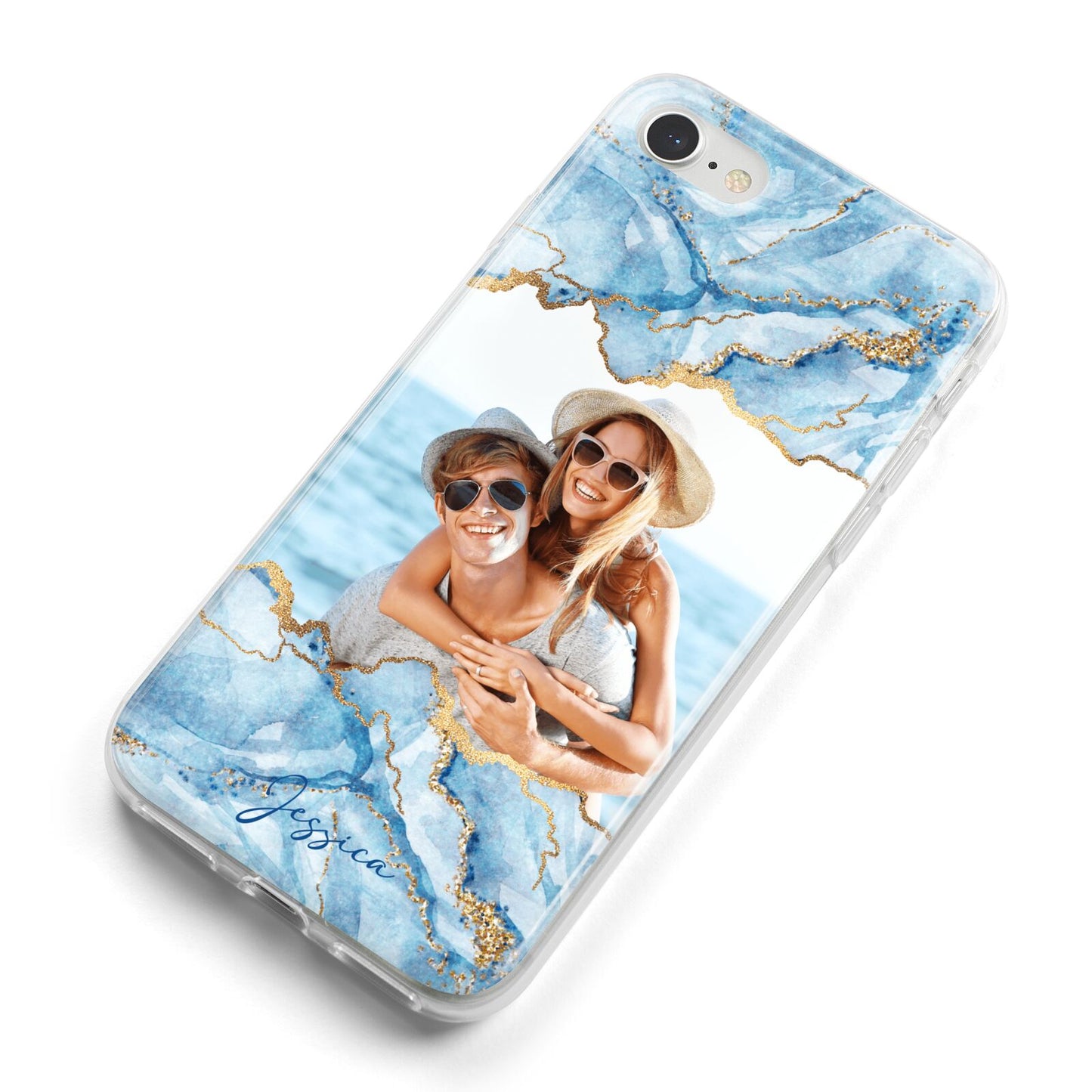 Personalised Photo Marble iPhone 8 Bumper Case on Silver iPhone Alternative Image