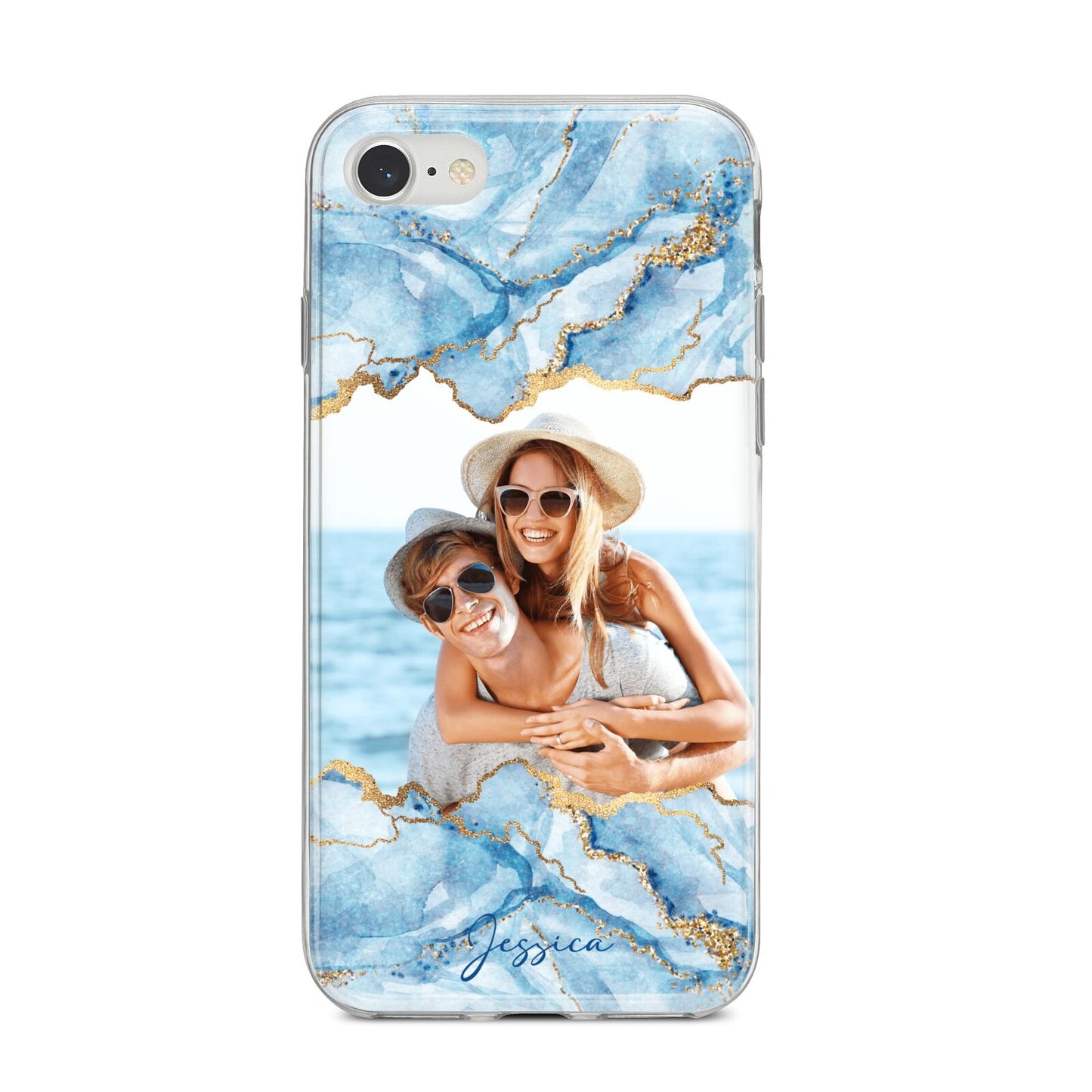 Personalised Photo Marble iPhone 8 Bumper Case on Silver iPhone