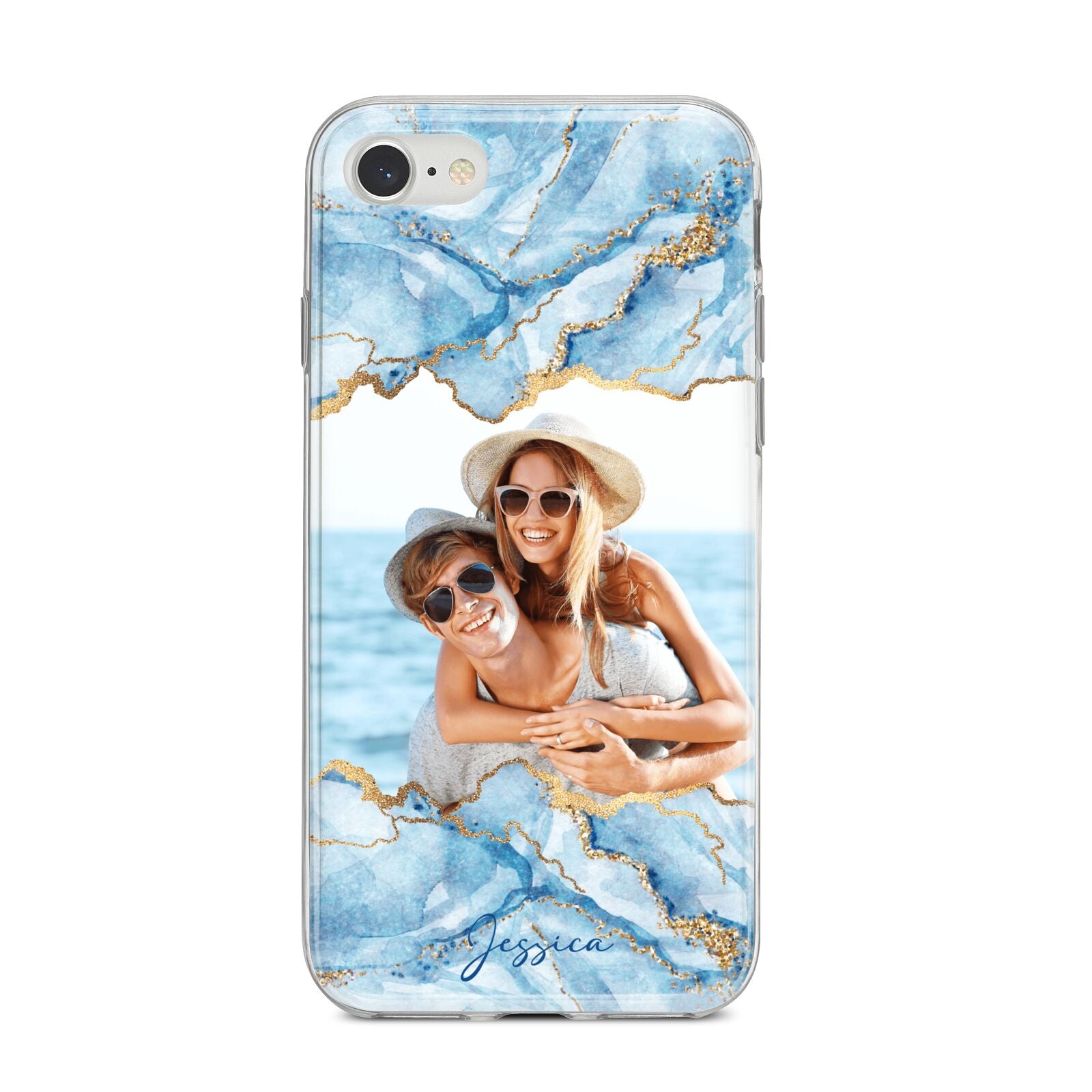 Personalised Photo Marble iPhone 8 Bumper Case on Silver iPhone