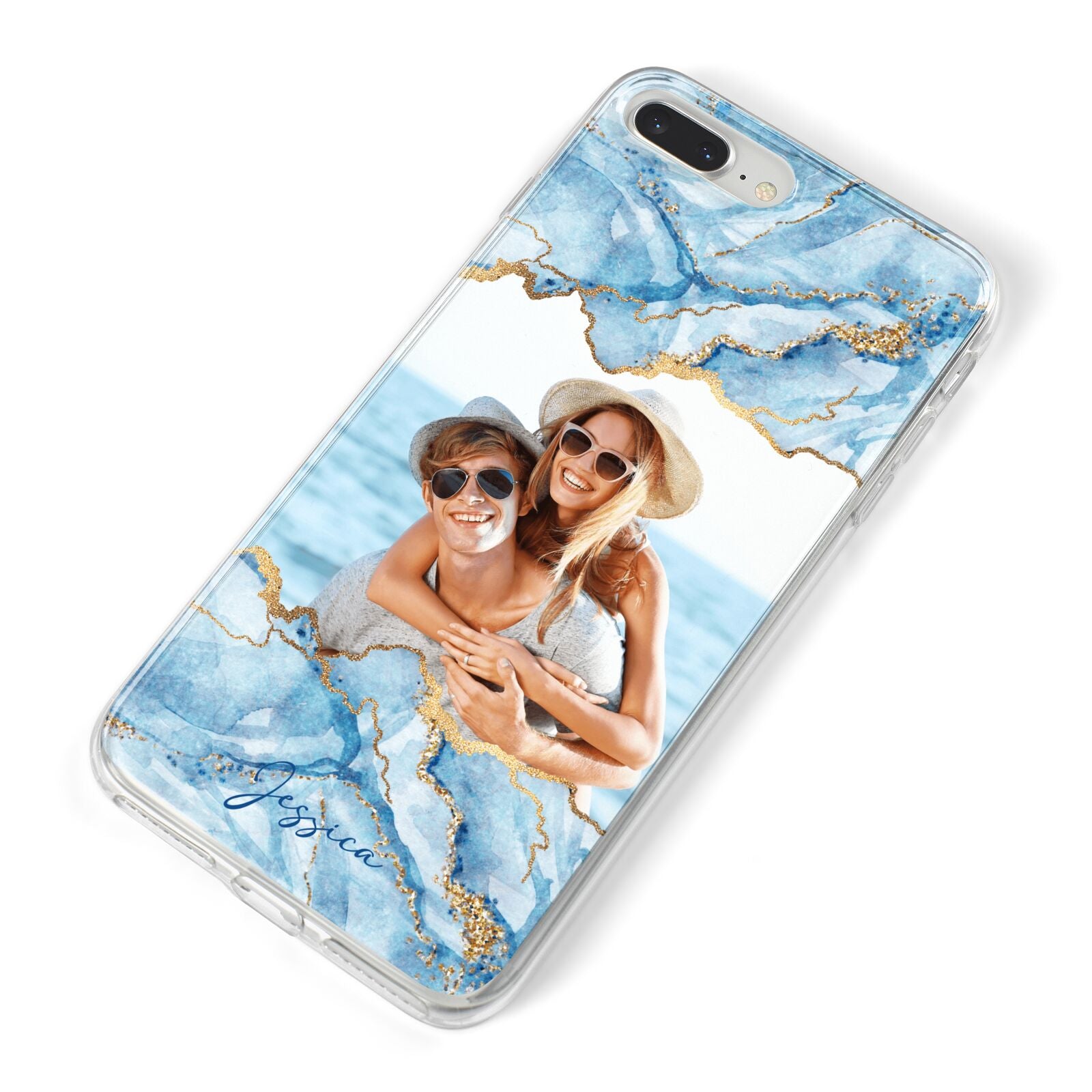 Personalised Photo Marble iPhone 8 Plus Bumper Case on Silver iPhone Alternative Image
