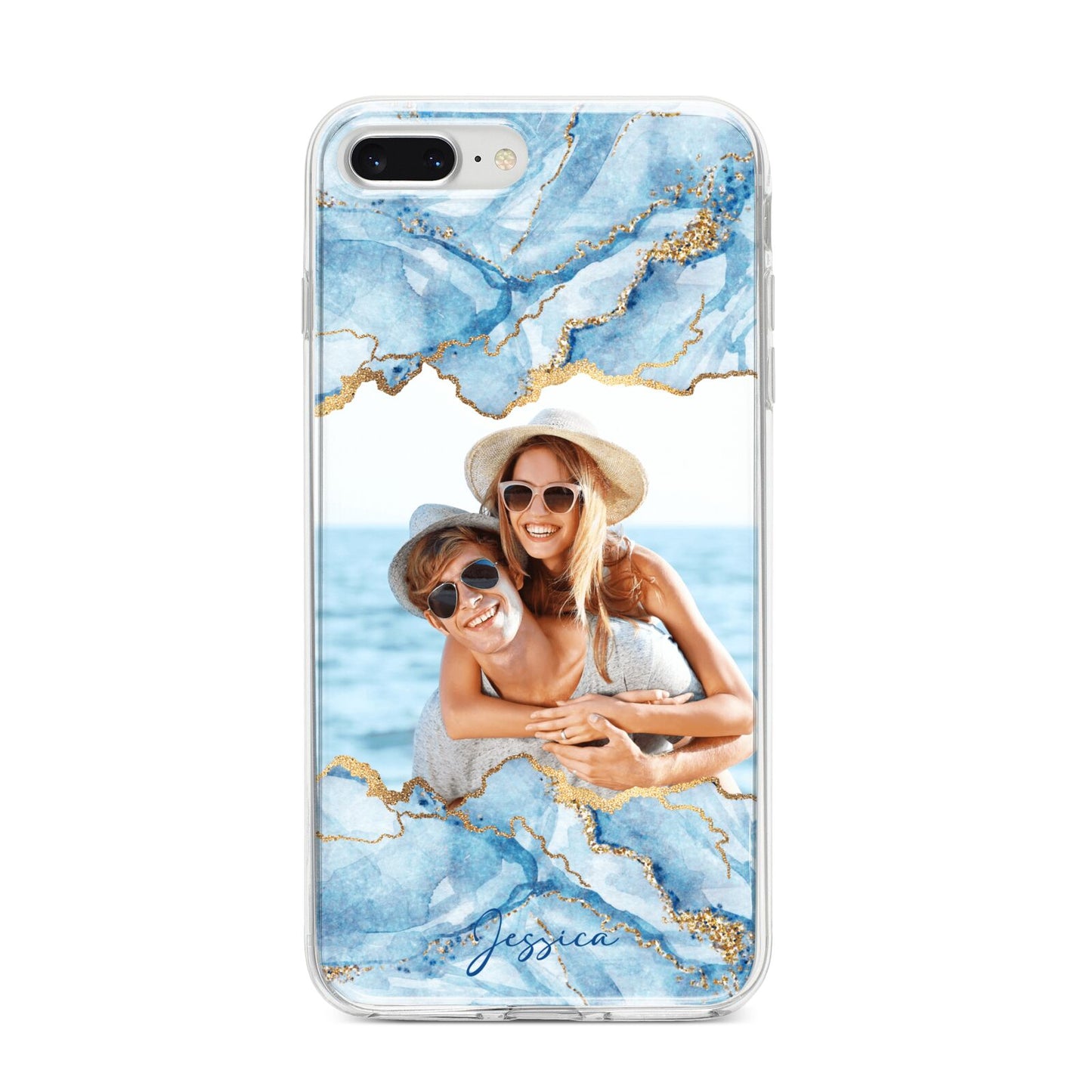 Personalised Photo Marble iPhone 8 Plus Bumper Case on Silver iPhone