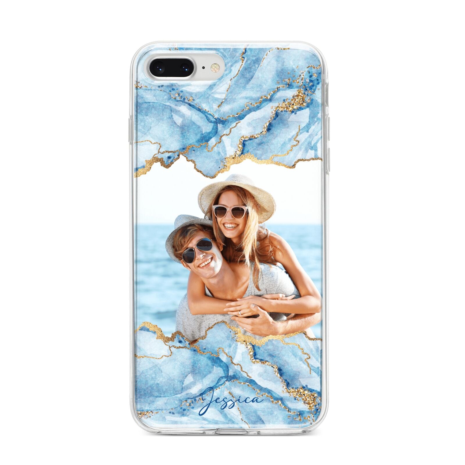 Personalised Photo Marble iPhone 8 Plus Bumper Case on Silver iPhone