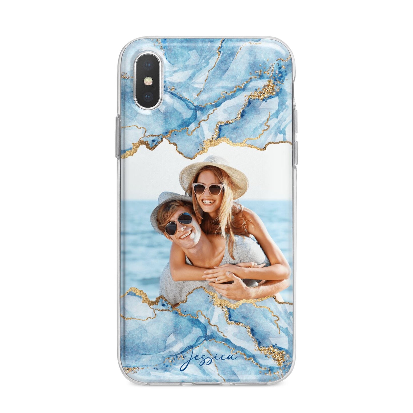 Personalised Photo Marble iPhone X Bumper Case on Silver iPhone Alternative Image 1
