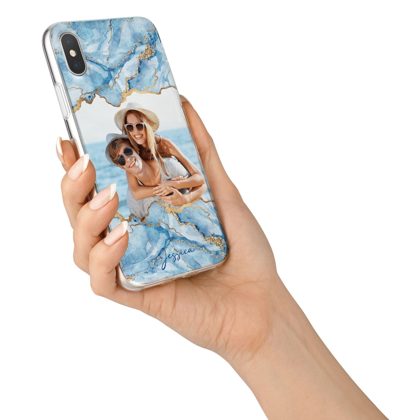 Personalised Photo Marble iPhone X Bumper Case on Silver iPhone Alternative Image 2