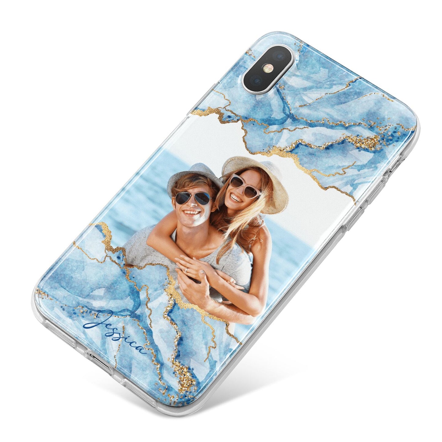 Personalised Photo Marble iPhone X Bumper Case on Silver iPhone