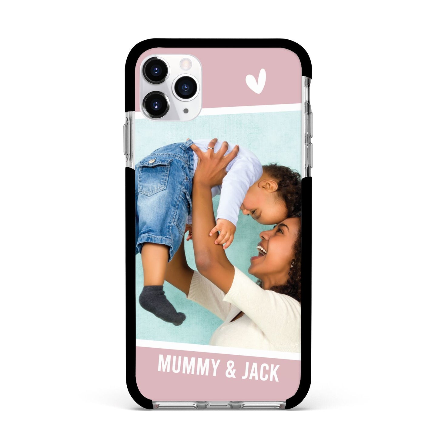 Personalised Photo Mummy and Child Apple iPhone 11 Pro Max in Silver with Black Impact Case