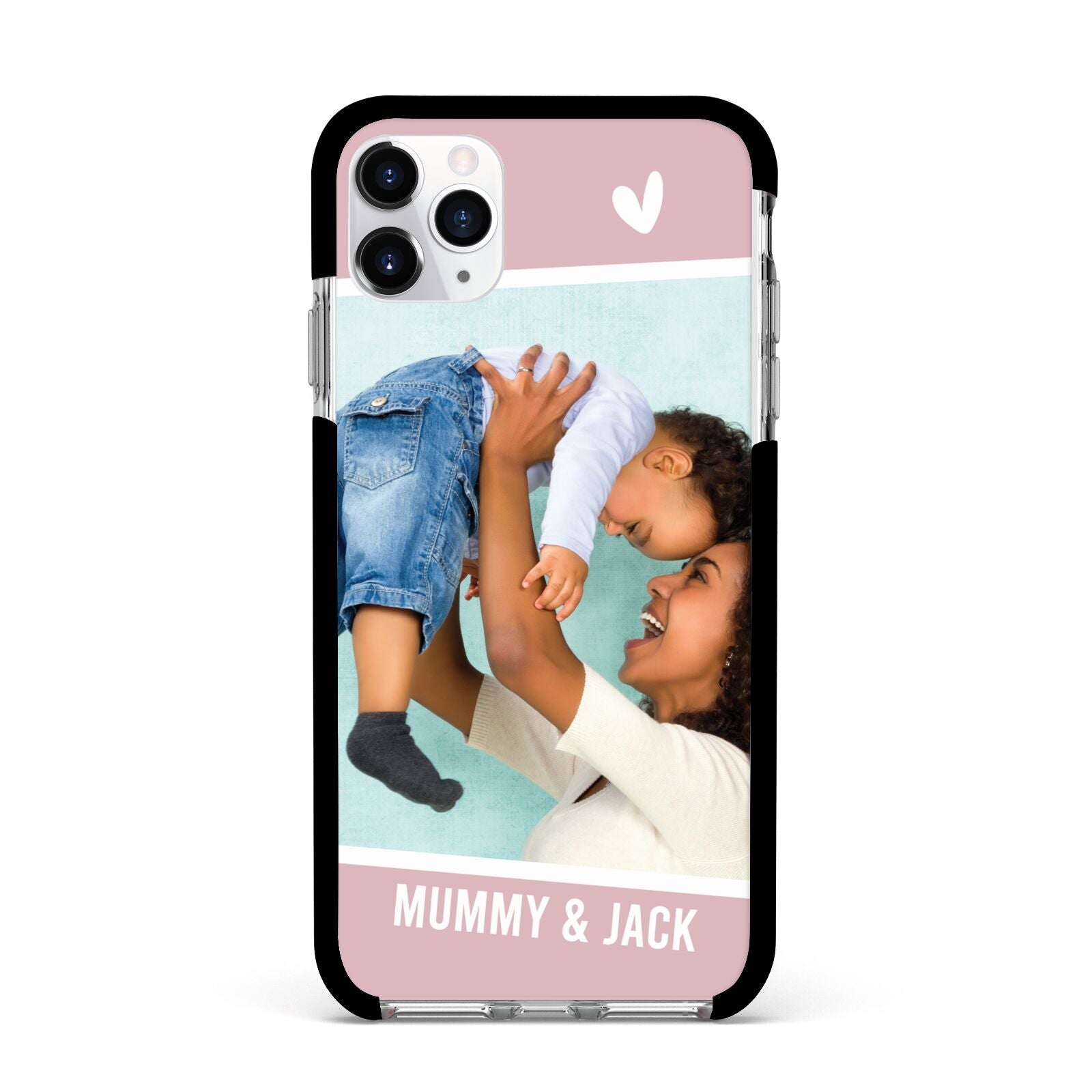 Personalised Photo Mummy and Child Apple iPhone 11 Pro Max in Silver with Black Impact Case