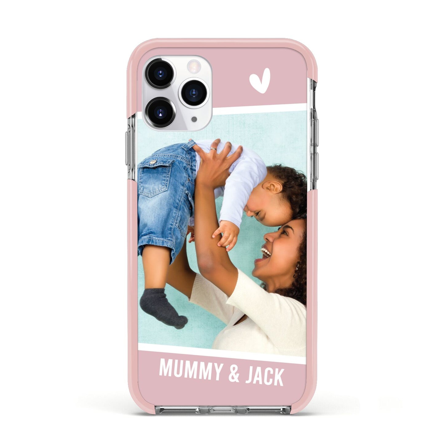 Personalised Photo Mummy and Child Apple iPhone 11 Pro in Silver with Pink Impact Case