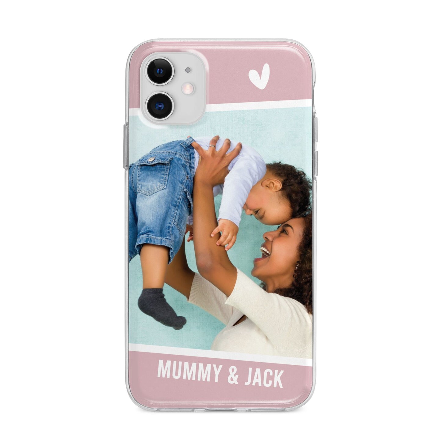 Personalised Photo Mummy and Child Apple iPhone 11 in White with Bumper Case