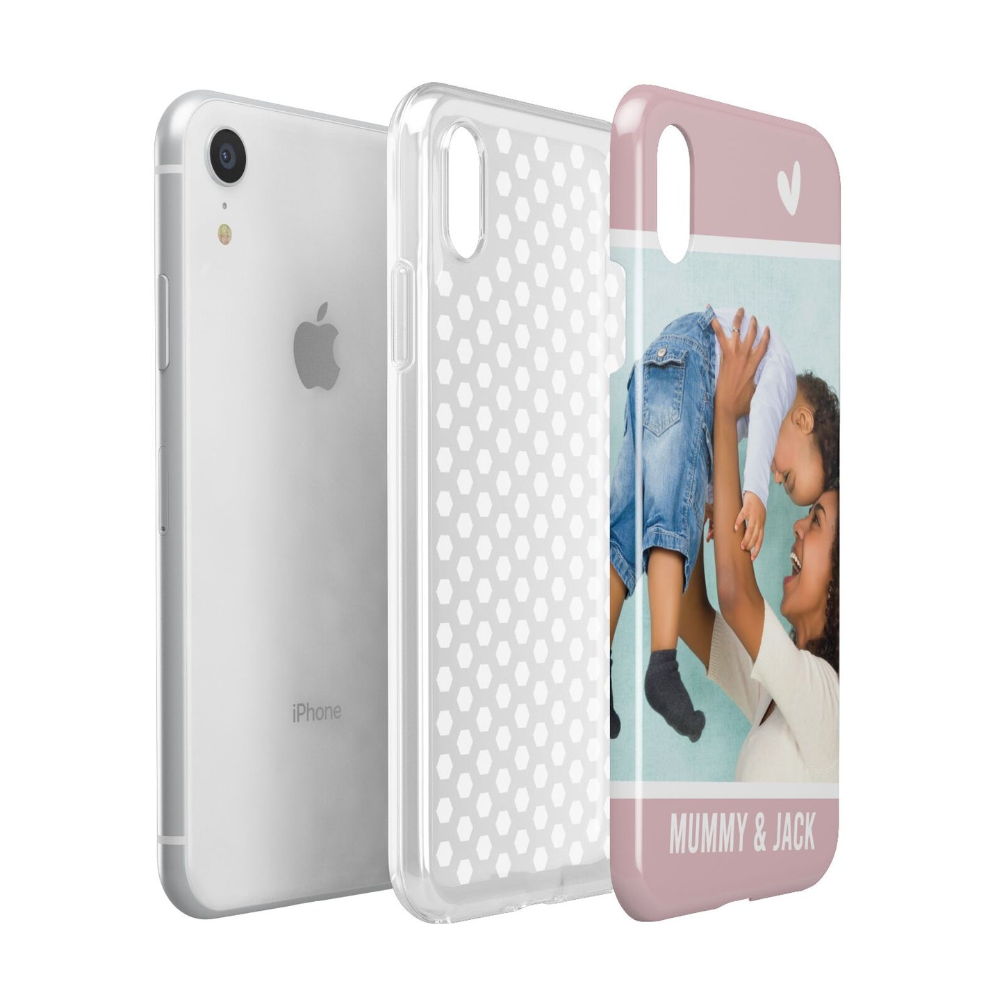 Personalised Photo Mummy and Child Apple iPhone XR White 3D Tough Case Expanded view