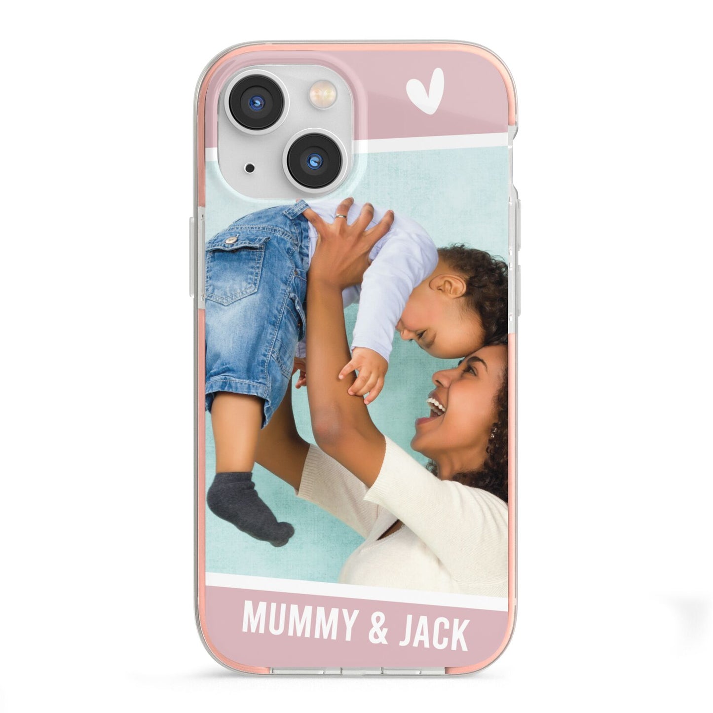 Personalised Photo Mummy and Child iPhone 13 Mini TPU Impact Case with Pink Edges