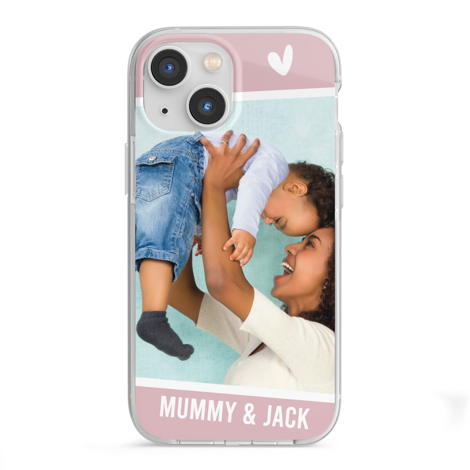 Personalised Photo Mummy and Child iPhone 13 Mini TPU Impact Case with White Edges