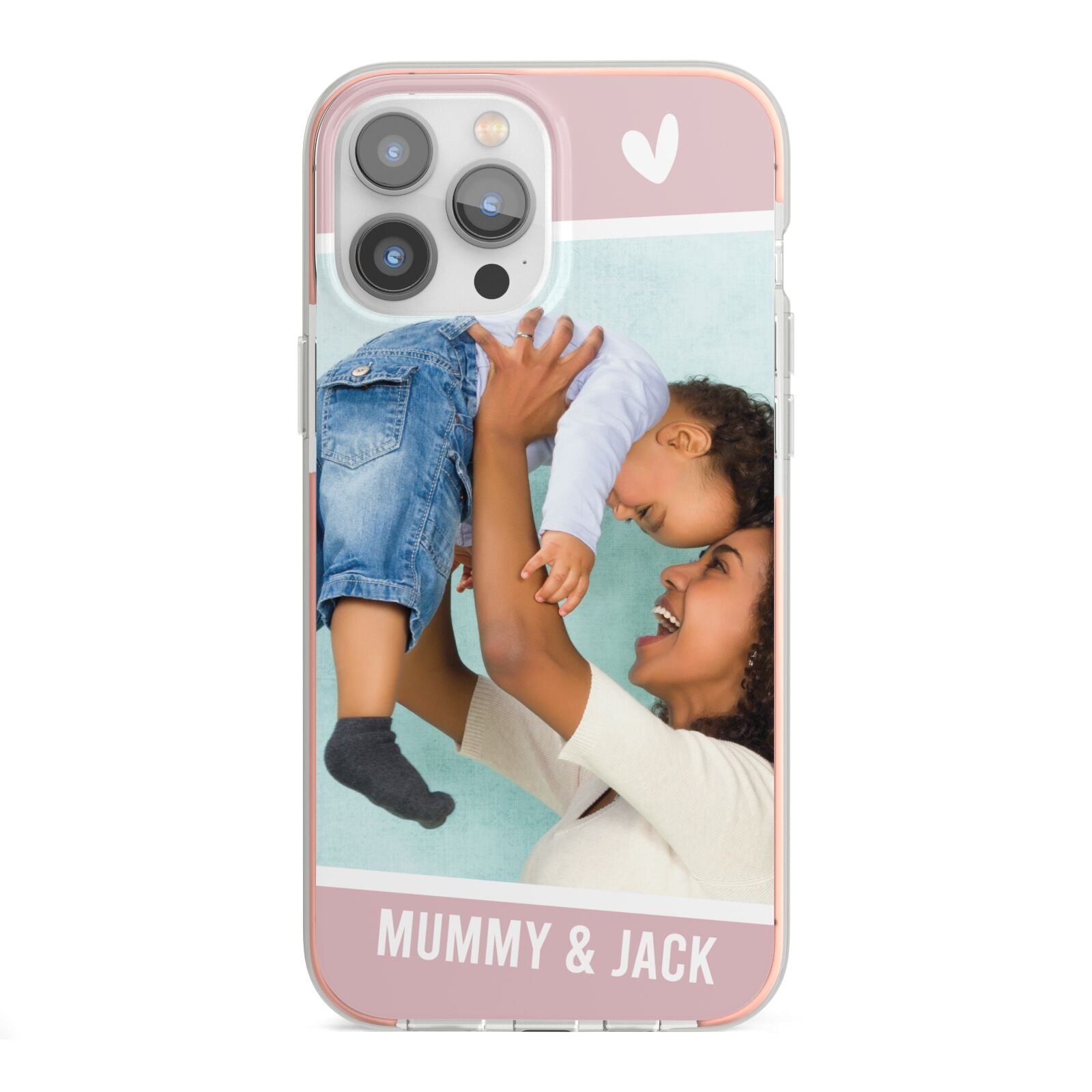 Personalised Photo Mummy and Child iPhone 13 Pro Max TPU Impact Case with Pink Edges