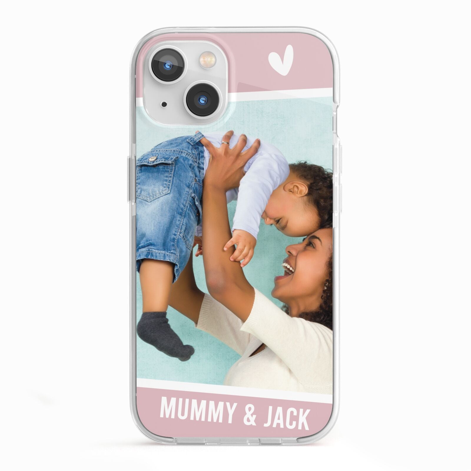 Personalised Photo Mummy and Child iPhone 13 TPU Impact Case with White Edges