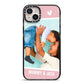 Personalised Photo Mummy and Child iPhone 14 Plus Black Impact Case on Silver phone