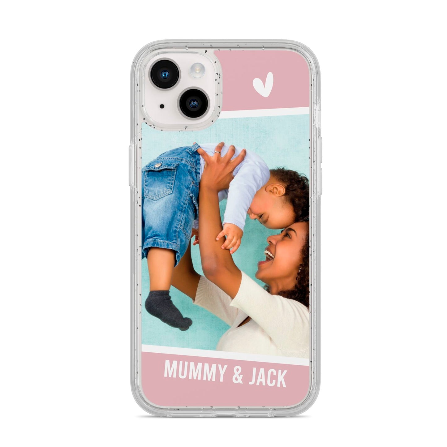 Personalised Photo Mummy and Child iPhone 14 Plus Glitter Tough Case Starlight