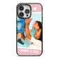 Personalised Photo Mummy and Child iPhone 14 Pro Max Black Impact Case on Silver phone