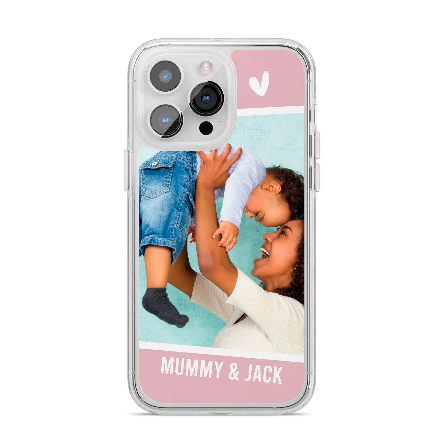 Personalised Photo Mummy and Child iPhone 14 Pro Max Clear Tough Case Silver