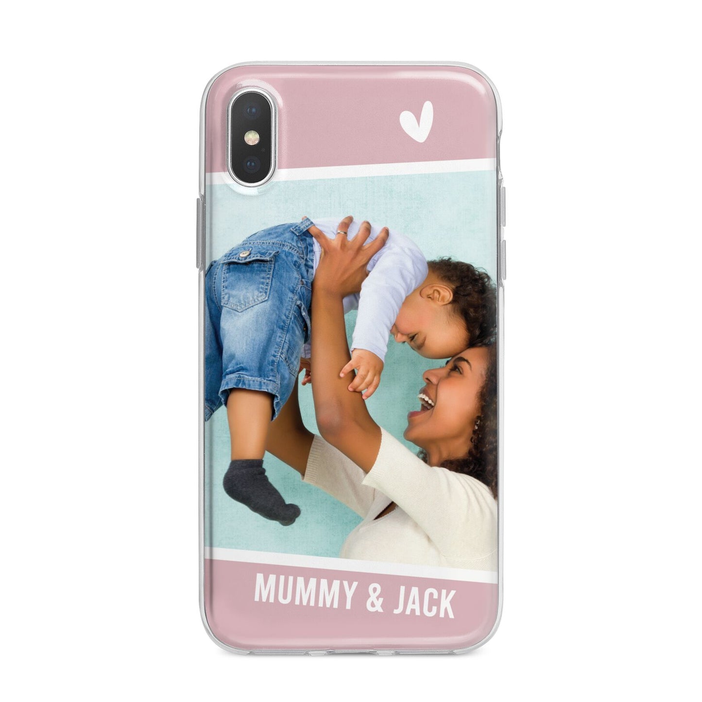 Personalised Photo Mummy and Child iPhone X Bumper Case on Silver iPhone Alternative Image 1