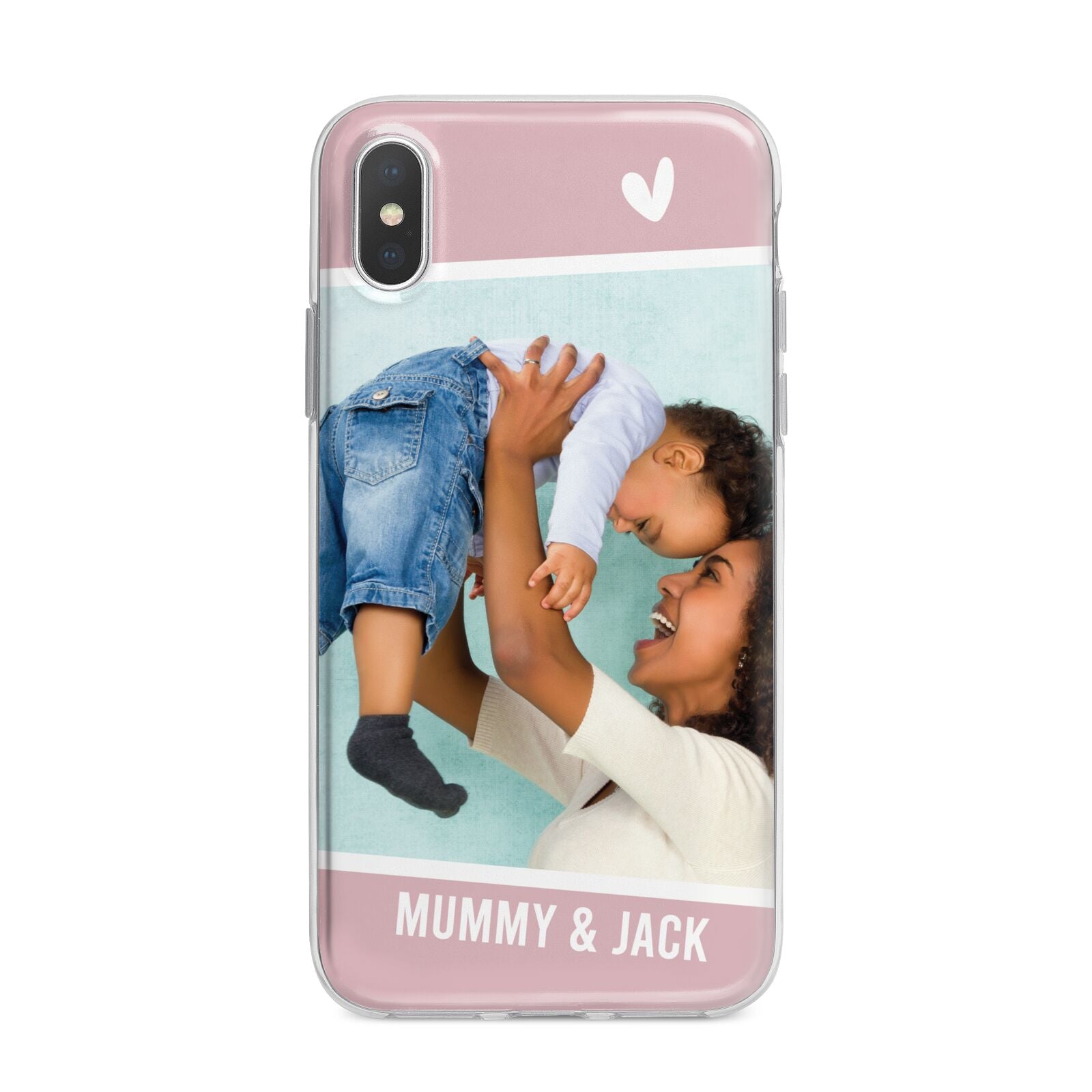 Personalised Photo Mummy and Child iPhone X Bumper Case on Silver iPhone Alternative Image 1