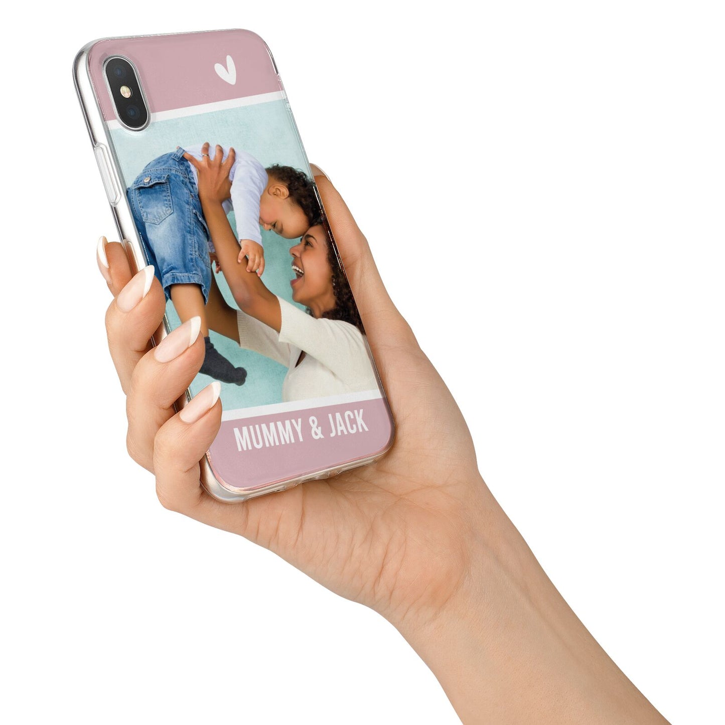 Personalised Photo Mummy and Child iPhone X Bumper Case on Silver iPhone Alternative Image 2