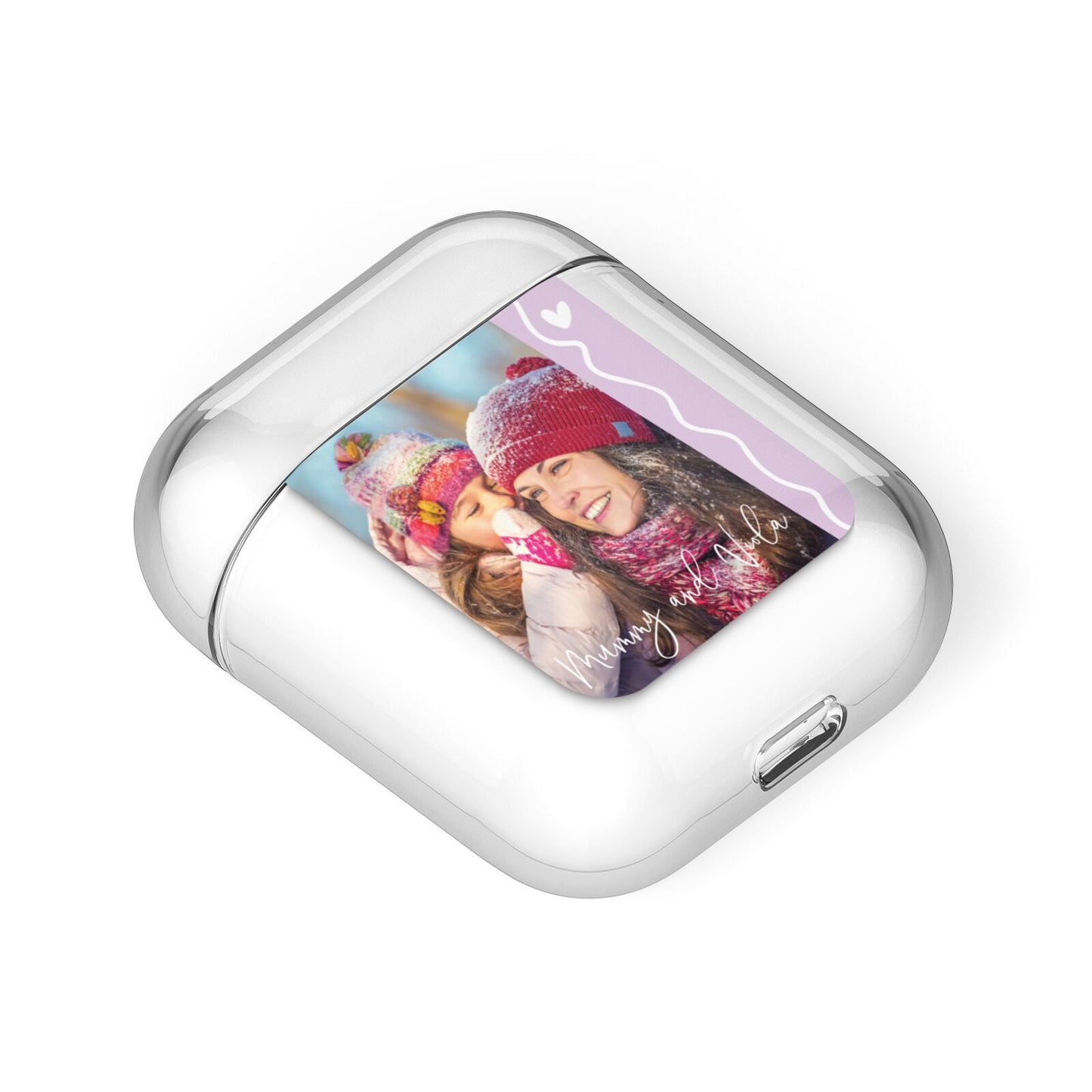 Personalised Photo Mummy and Name AirPods Case Laid Flat