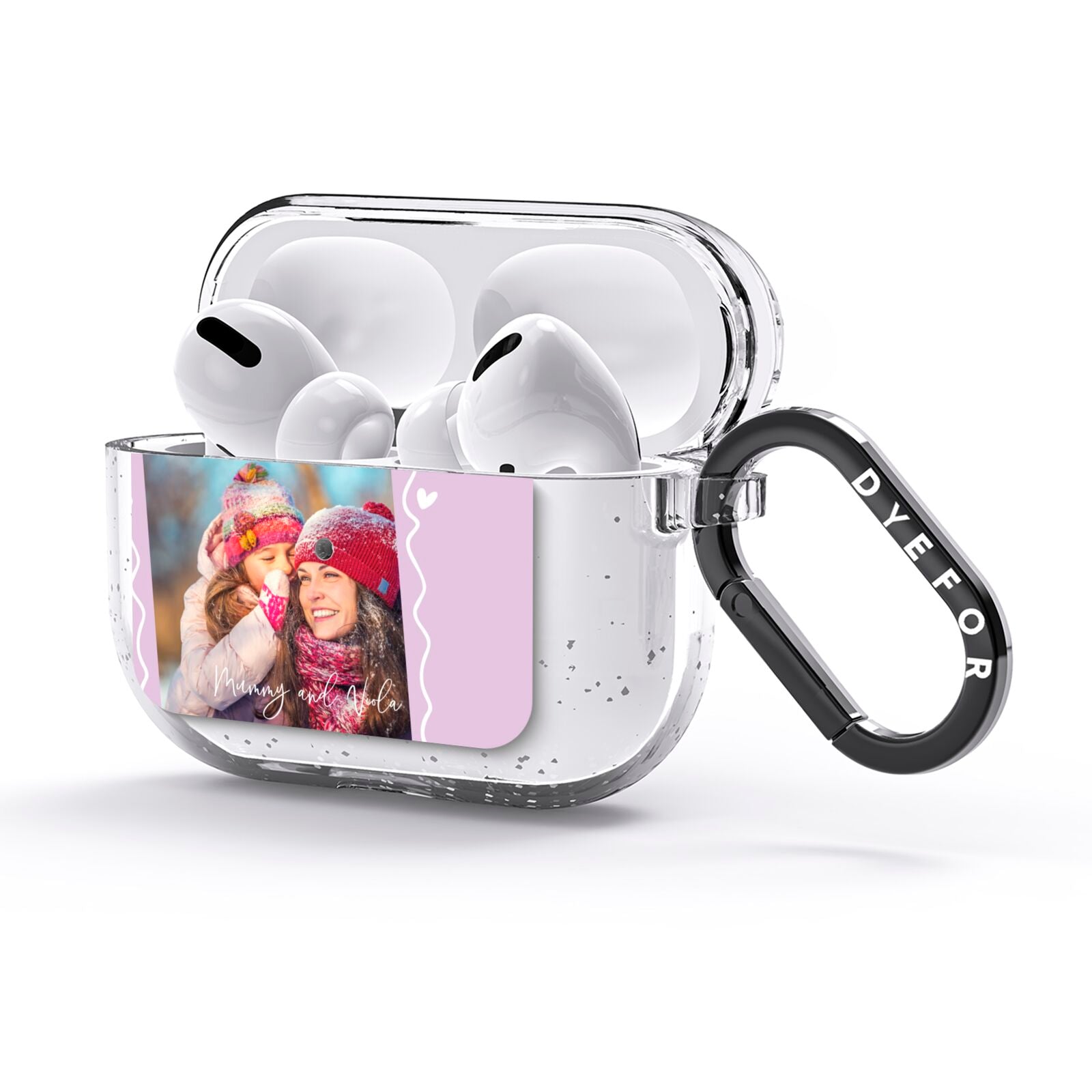 Personalised Photo Mummy and Name AirPods Glitter Case 3rd Gen Side Image