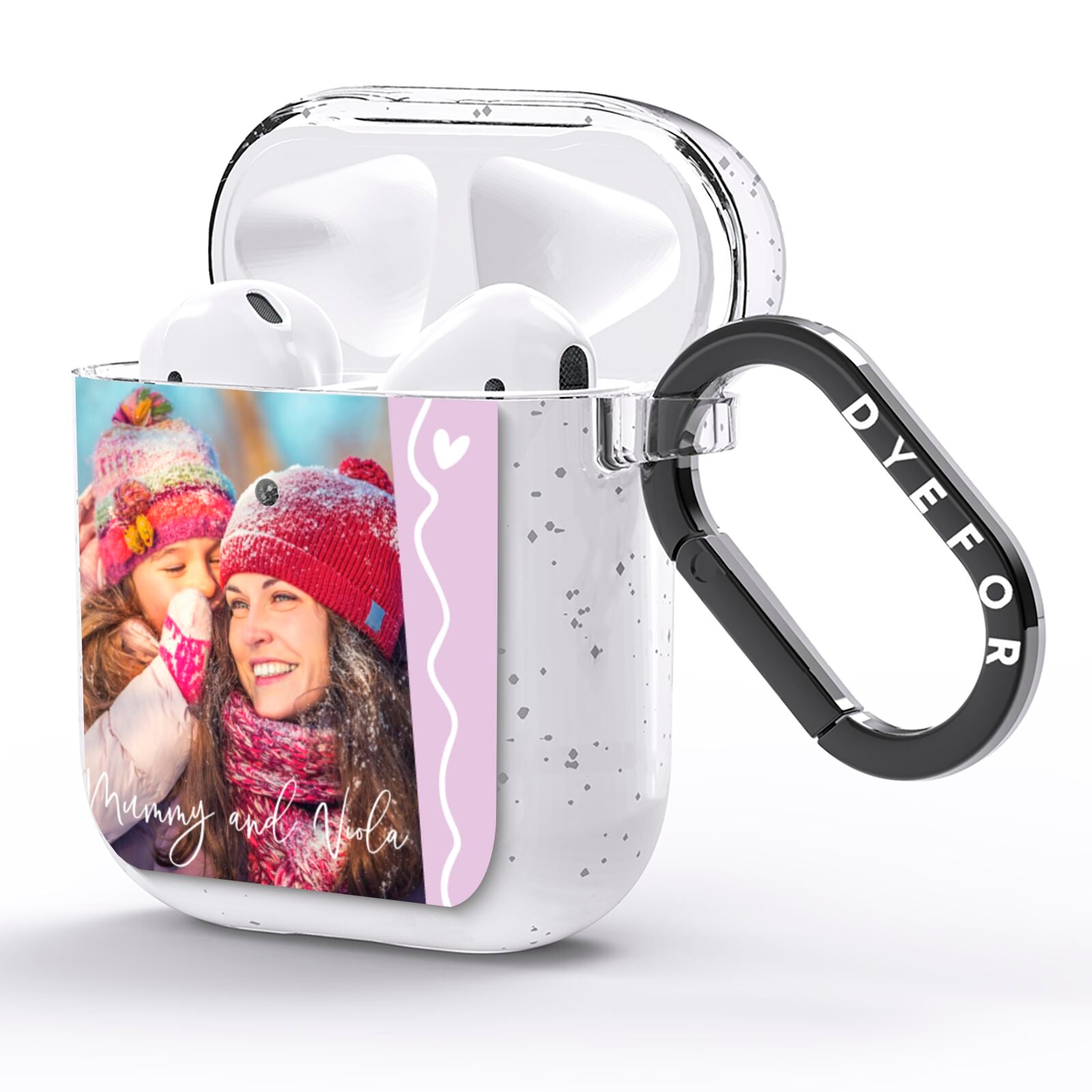 Personalised Photo Mummy and Name AirPods Glitter Case Side Image