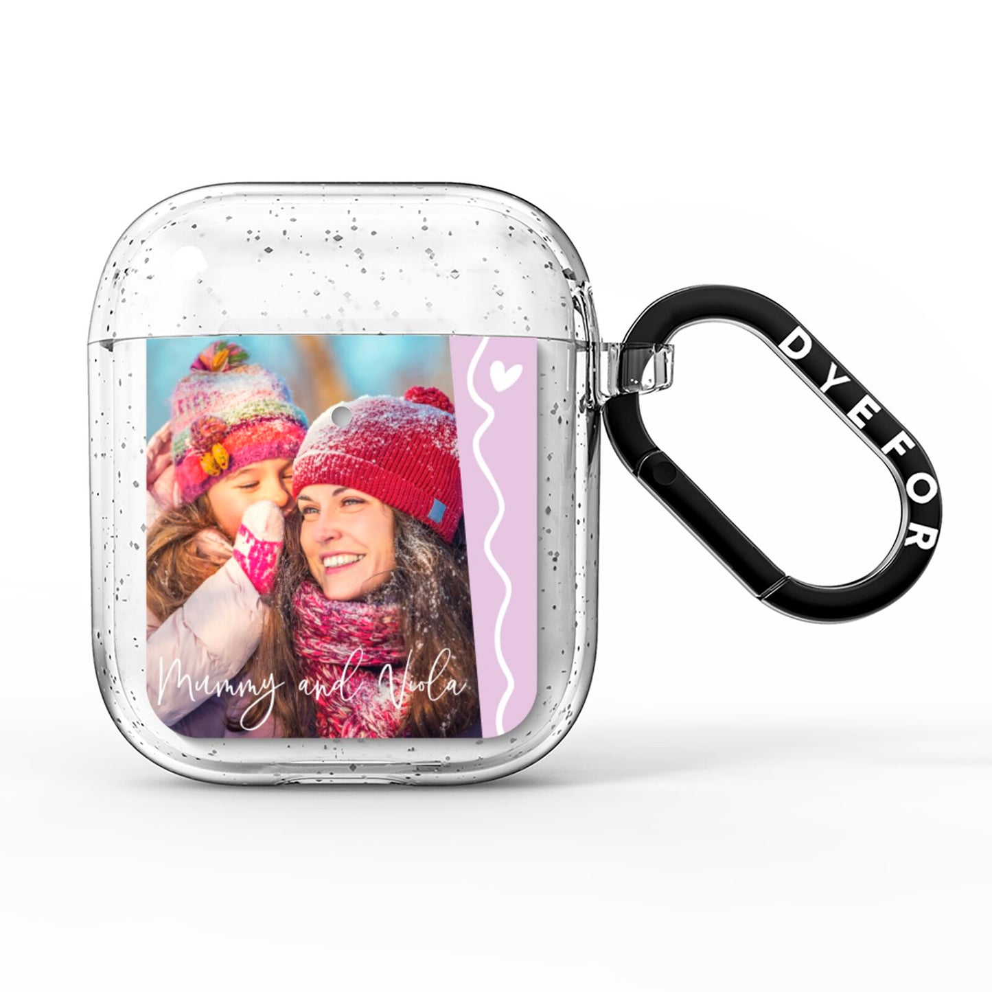 Personalised Photo Mummy and Name AirPods Glitter Case