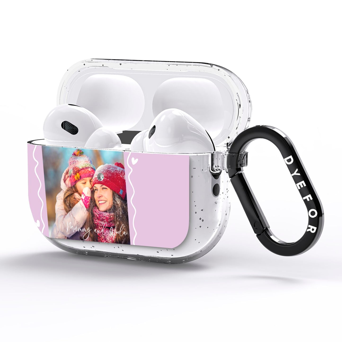 Personalised Photo Mummy and Name AirPods Pro Glitter Case Side Image