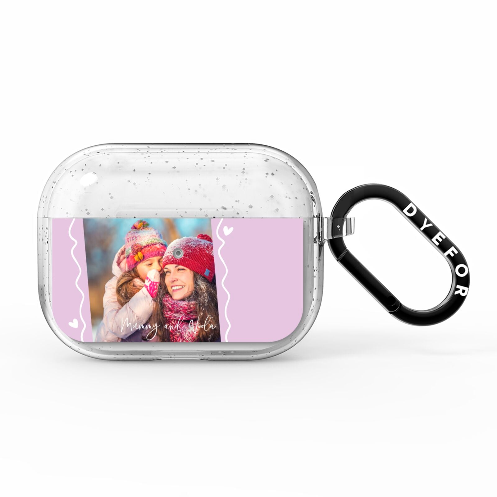 Personalised Photo Mummy and Name AirPods Pro Glitter Case