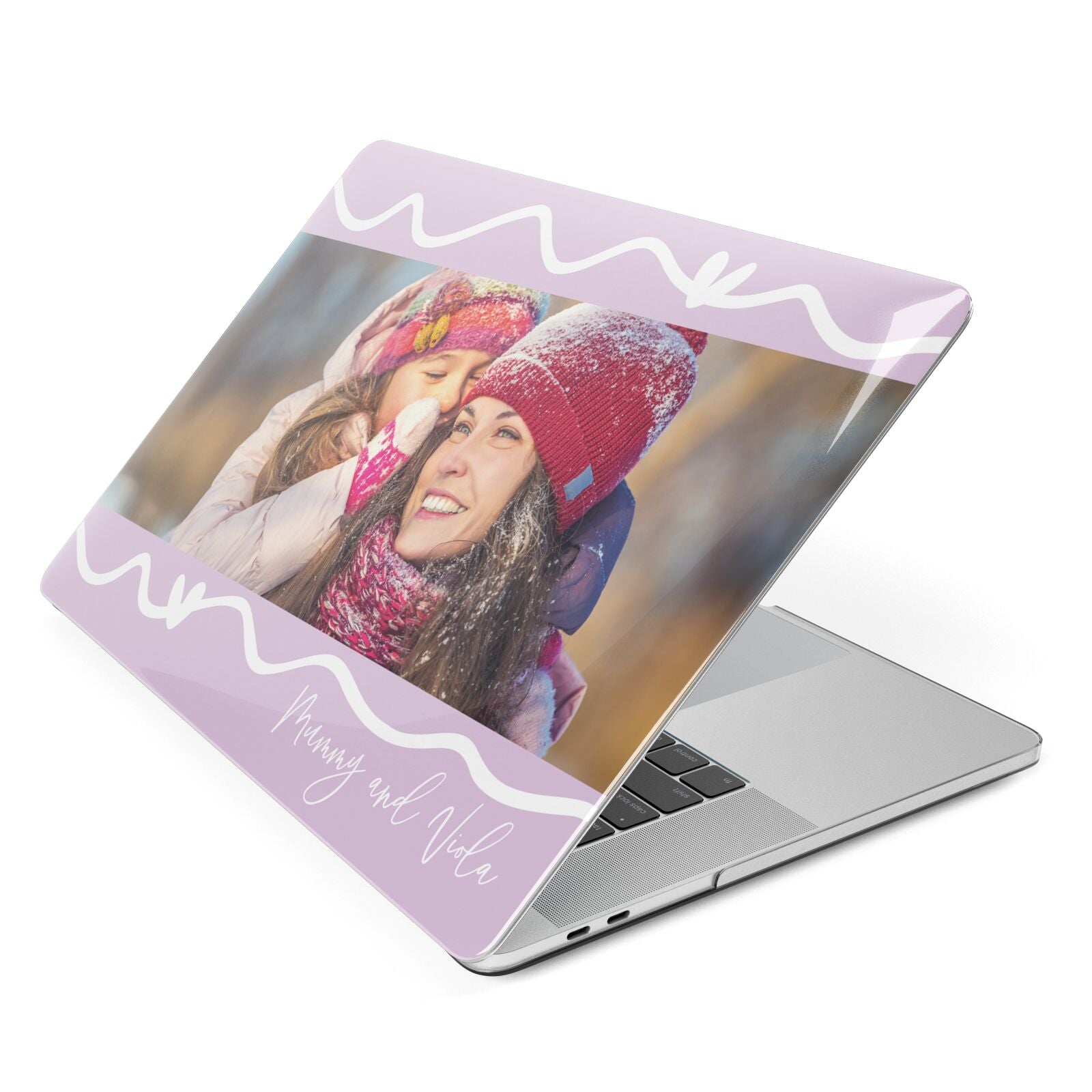 Personalised Photo Mummy and Name Apple MacBook Case Side View