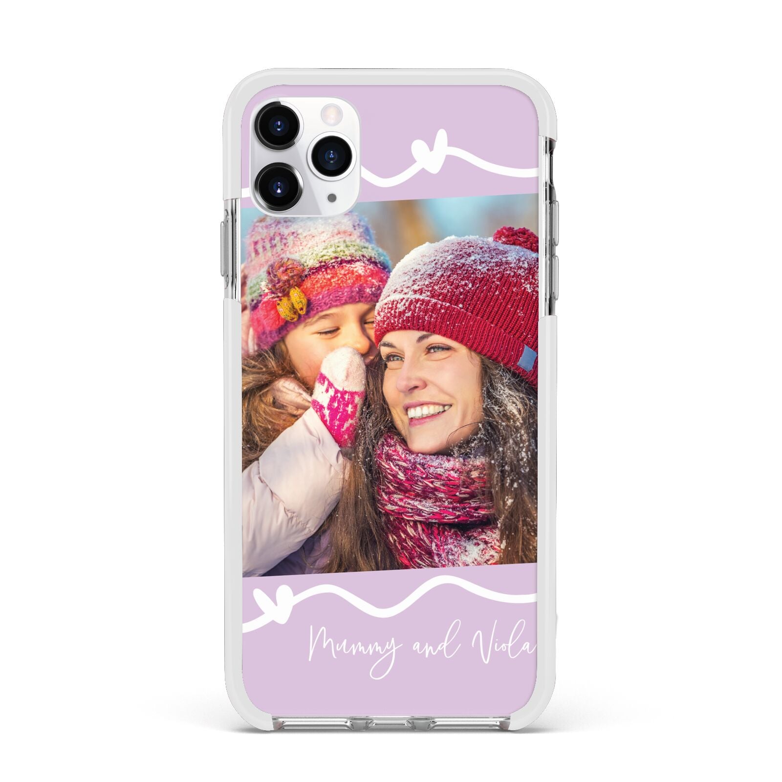 Personalised Photo Mummy and Name Apple iPhone 11 Pro Max in Silver with White Impact Case