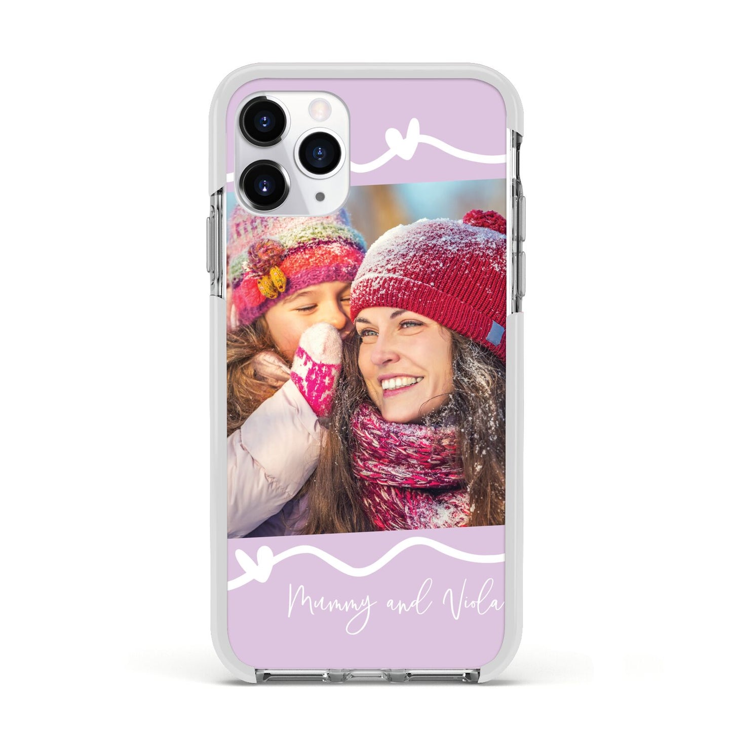 Personalised Photo Mummy and Name Apple iPhone 11 Pro in Silver with White Impact Case