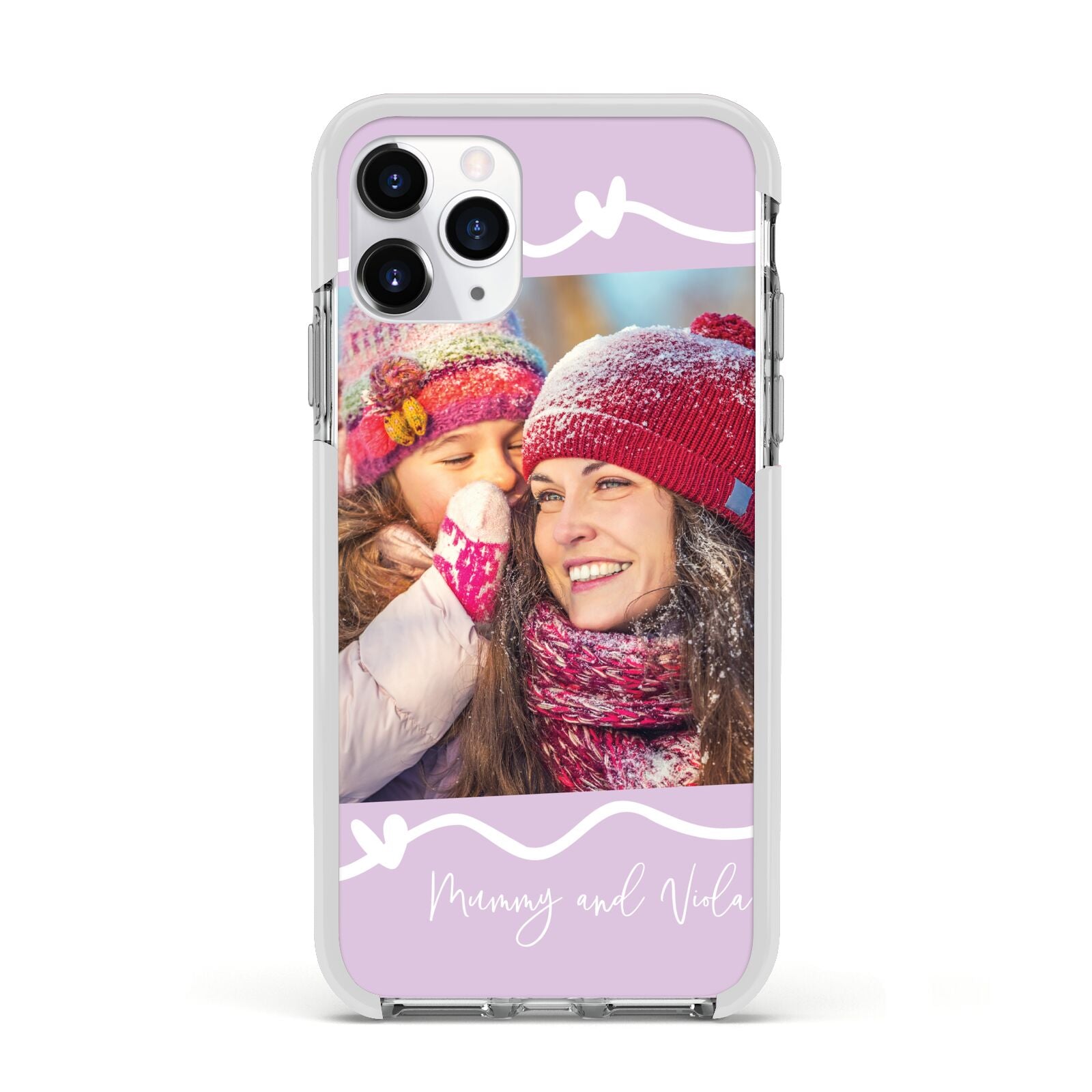 Personalised Photo Mummy and Name Apple iPhone 11 Pro in Silver with White Impact Case
