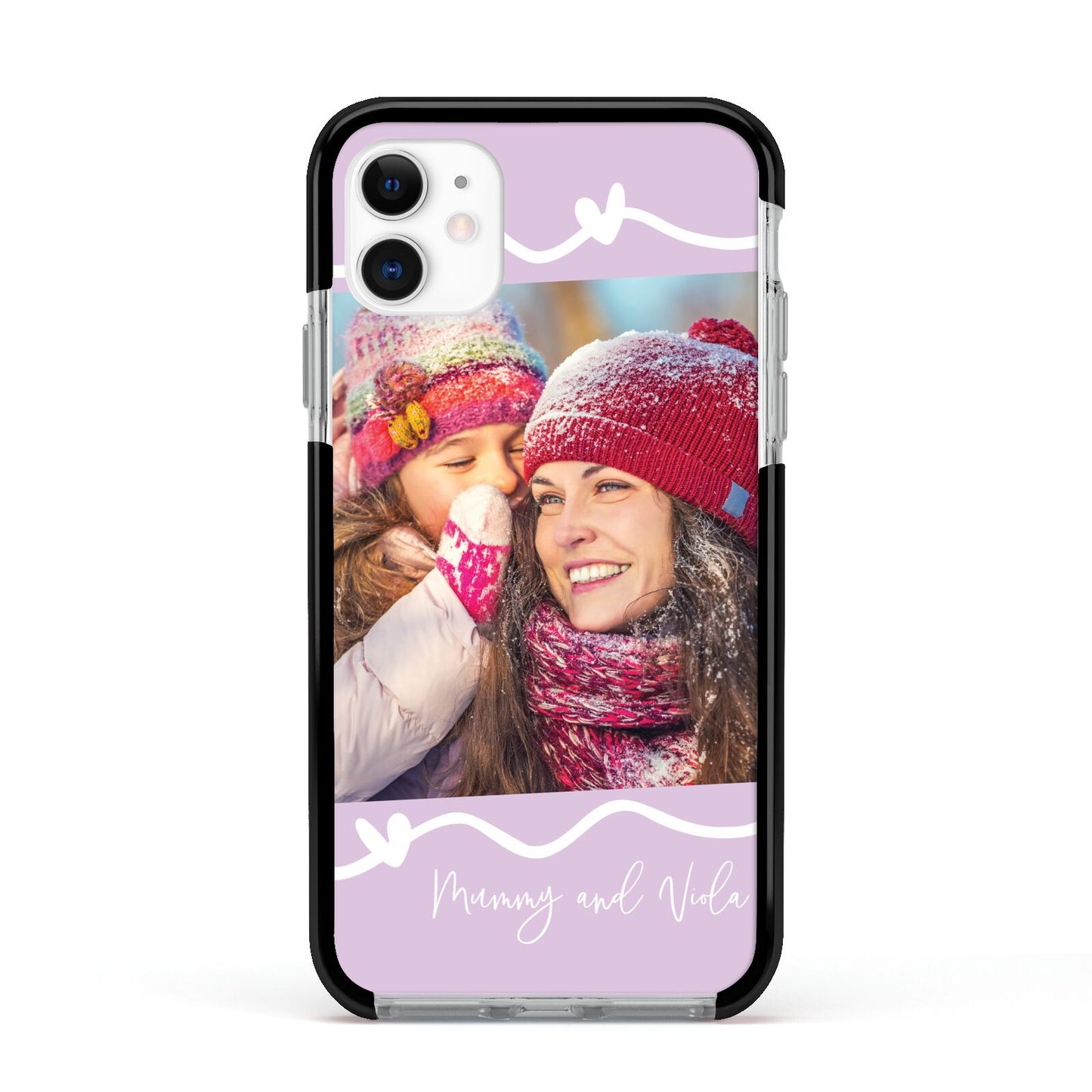 Personalised Photo Mummy and Name Apple iPhone 11 in White with Black Impact Case