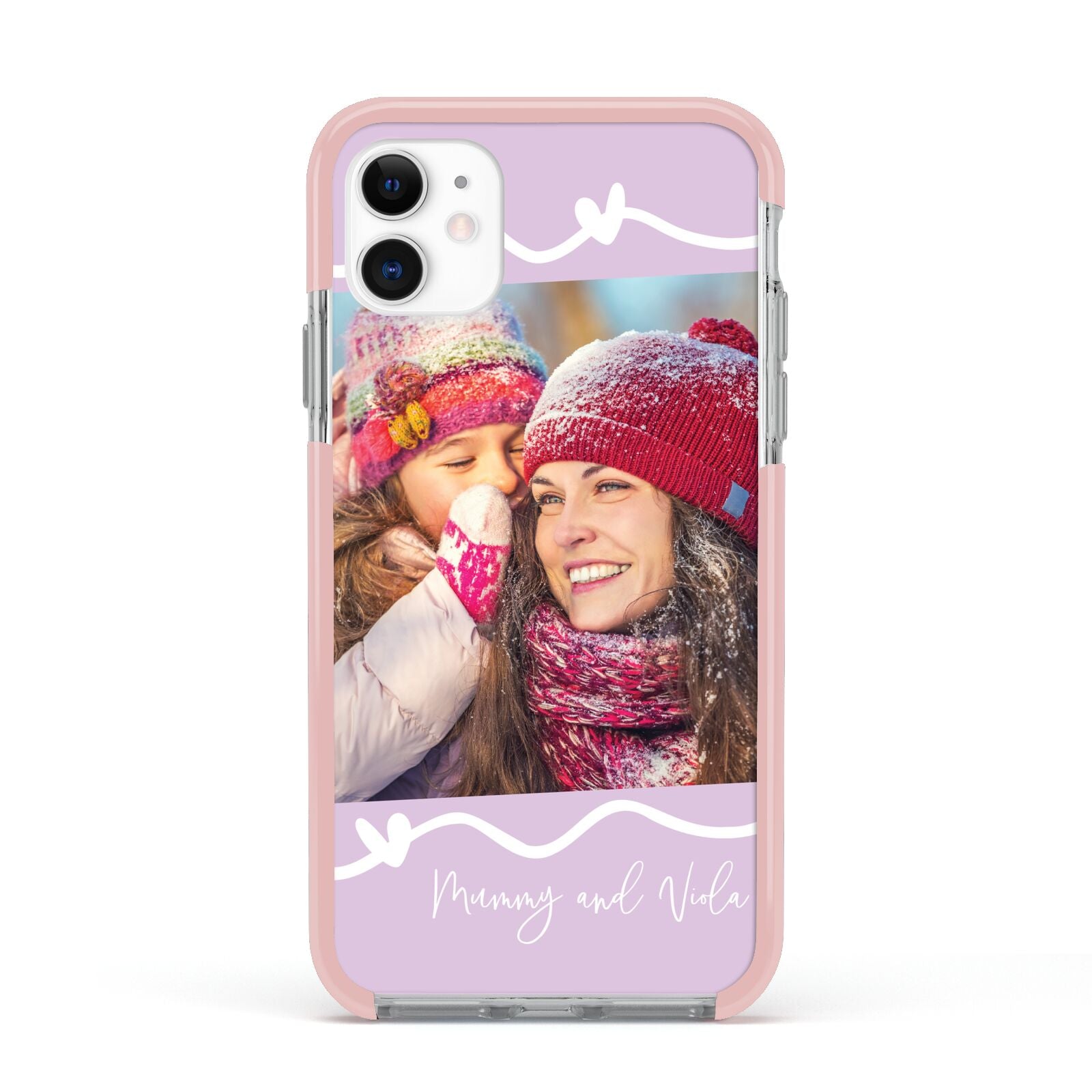 Personalised Photo Mummy and Name Apple iPhone 11 in White with Pink Impact Case