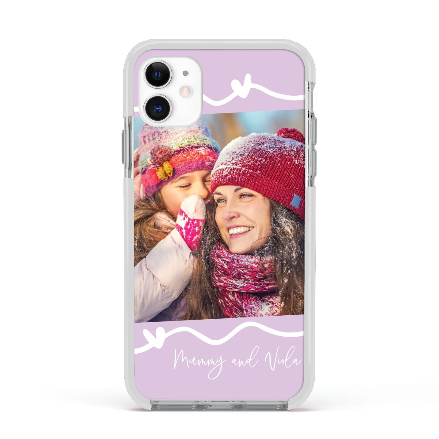 Personalised Photo Mummy and Name Apple iPhone 11 in White with White Impact Case