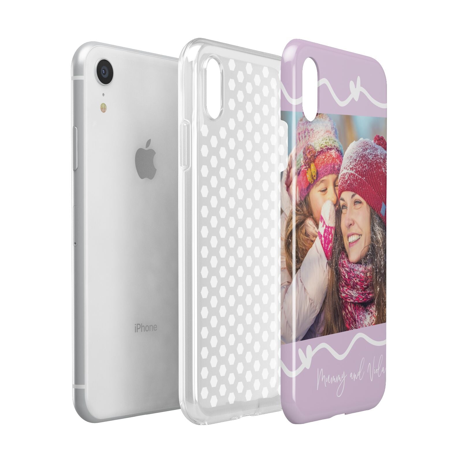 Personalised Photo Mummy and Name Apple iPhone XR White 3D Tough Case Expanded view