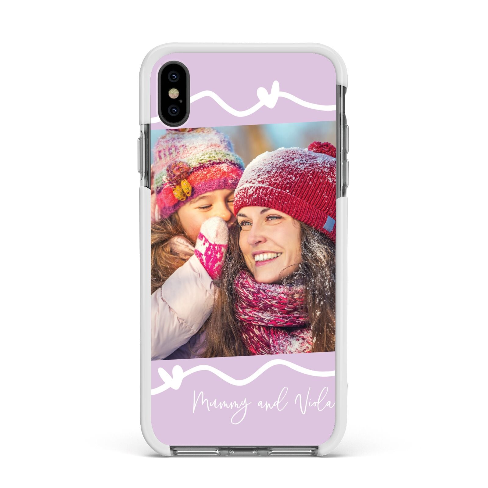 Personalised Photo Mummy and Name Apple iPhone Xs Max Impact Case White Edge on Black Phone