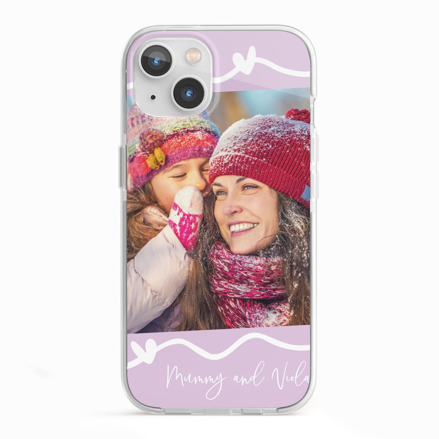 Personalised Photo Mummy and Name iPhone 13 TPU Impact Case with White Edges