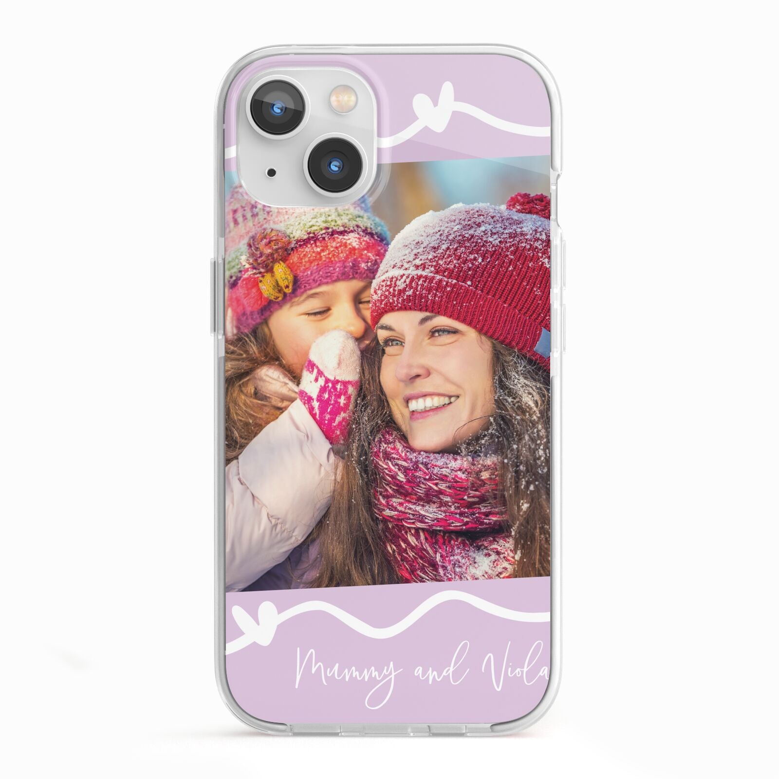 Personalised Photo Mummy and Name iPhone 13 TPU Impact Case with White Edges