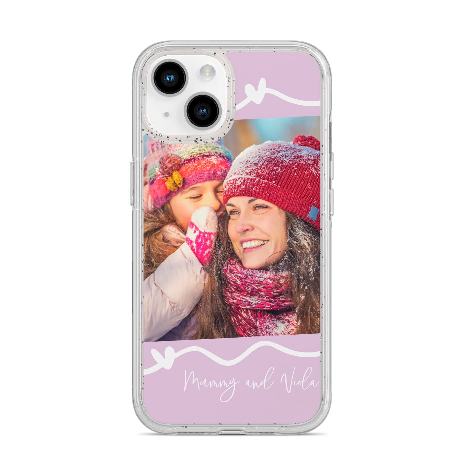 Personalised Photo Mummy and Name iPhone 14 Glitter Tough Case Starlight
