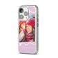 Personalised Photo Mummy and Name iPhone 14 Pro Clear Tough Case Silver Angled Image