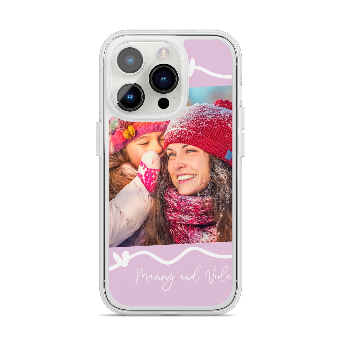 Personalised Photo Mummy and Name iPhone 14 Pro Clear Tough Case Silver