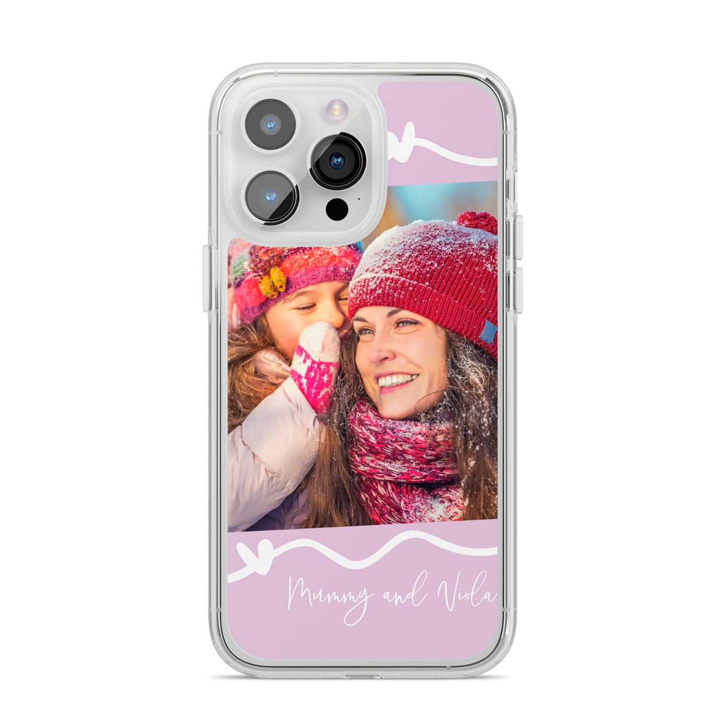 Personalised Photo Mummy and Name iPhone 14 Pro Max Clear Tough Case Silver