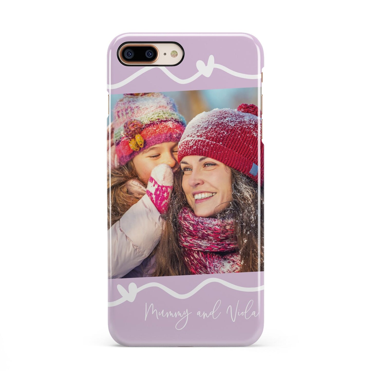 Personalised Photo Mummy and Name iPhone 8 Plus 3D Snap Case on Gold Phone
