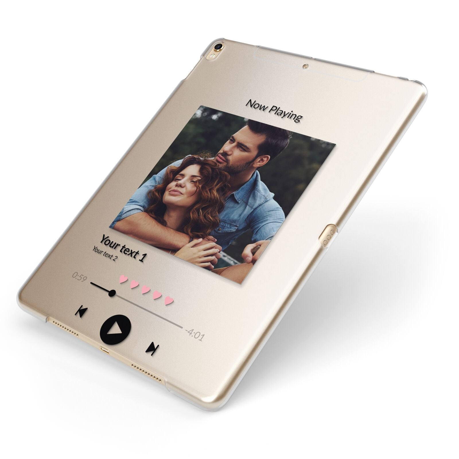 Personalised Photo Music Apple iPad Case on Gold iPad Side View