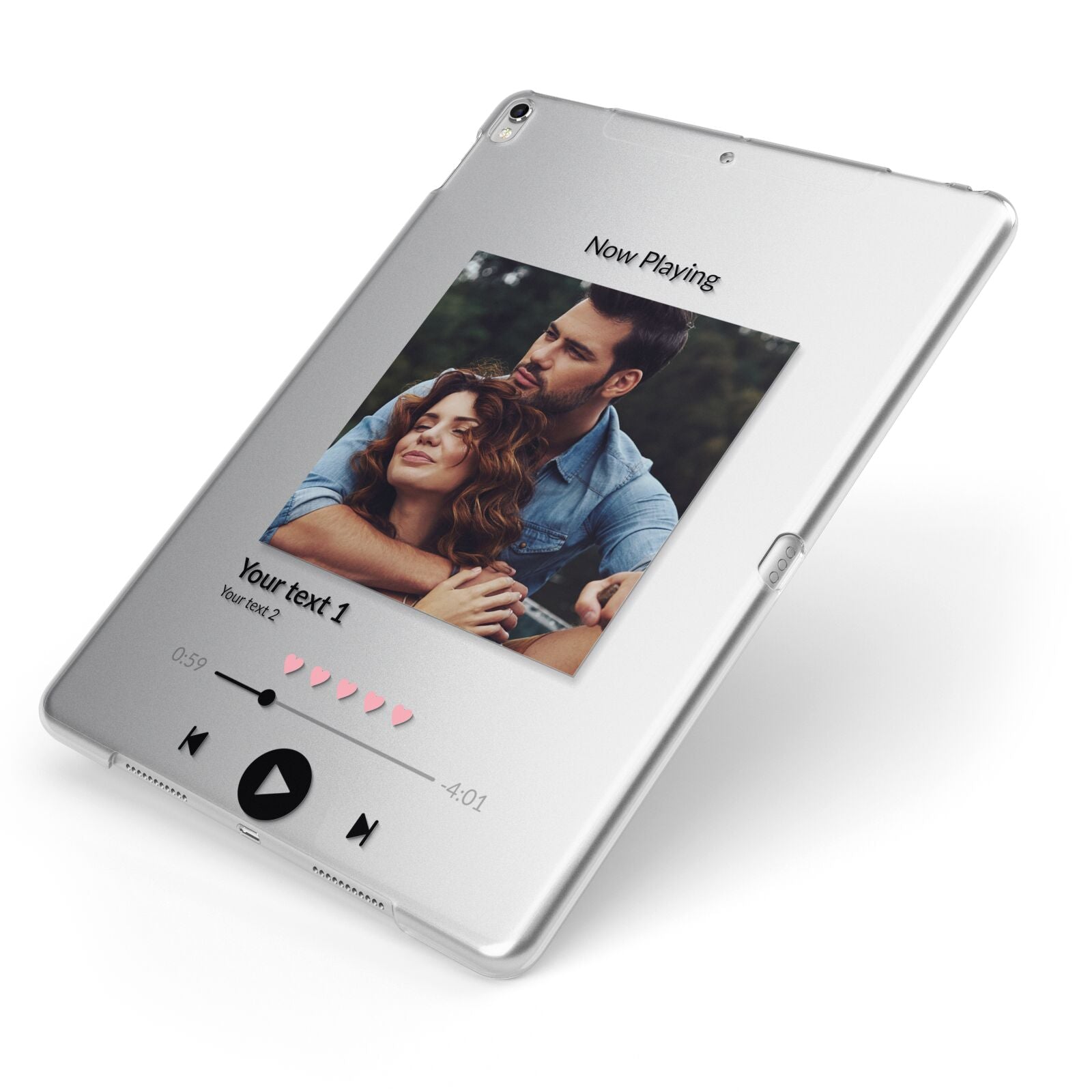 Personalised Photo Music Apple iPad Case on Silver iPad Side View