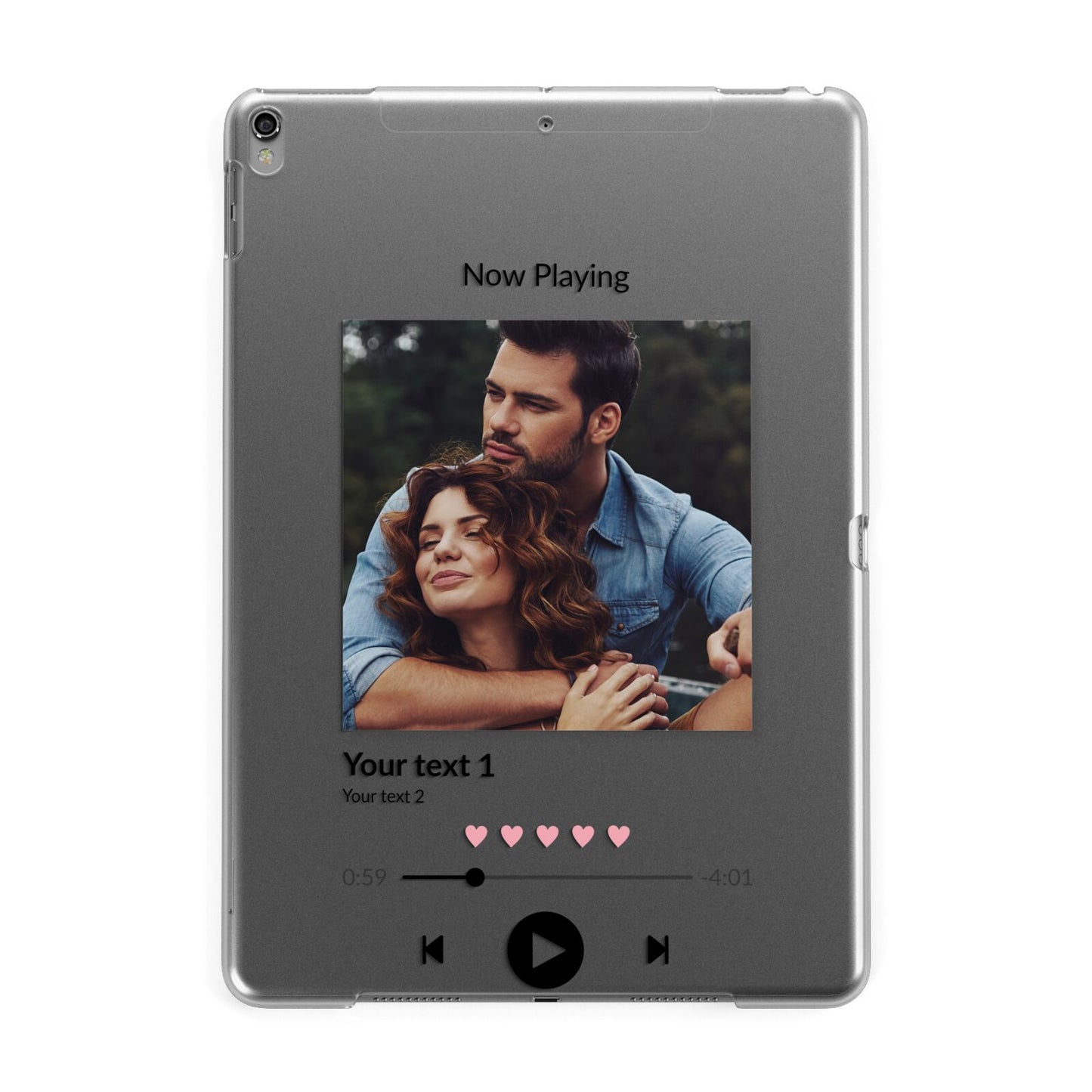 Personalised Photo Music Apple iPad Grey Case
